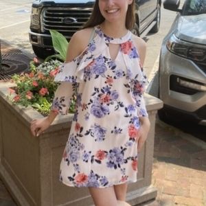 NWT Candies Cold Shoulder Rose Ruffle Dress